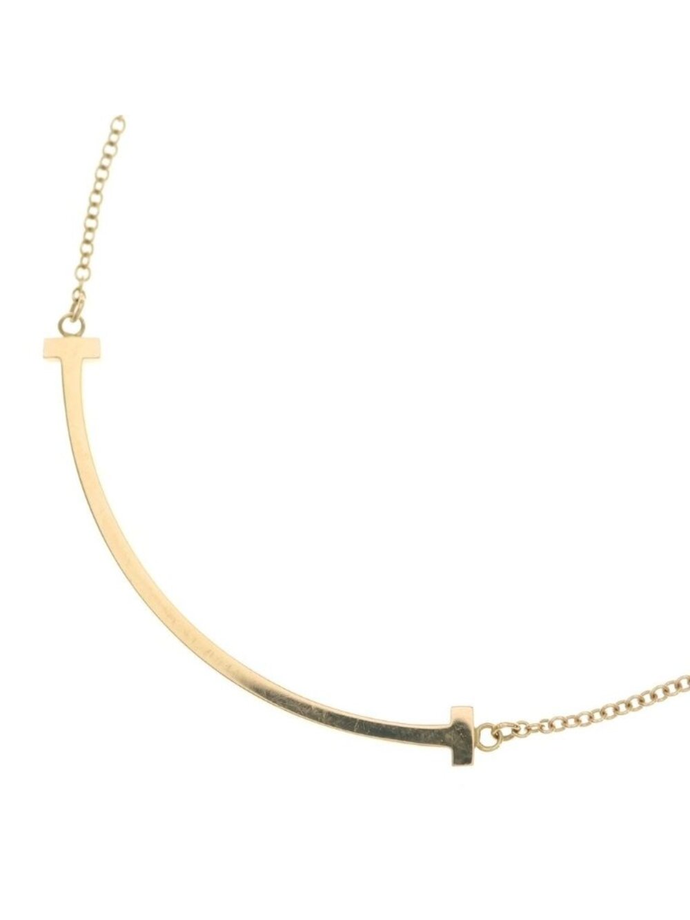 Tiffany & Co T Smile Small Pendant Chain Pink Gold Necklace